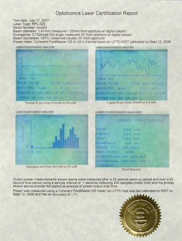 Optotronics Laser Certification