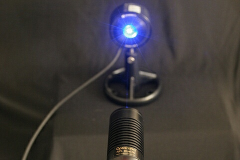 RPL portable blue laser in operation (RPL-blue-30 shown)